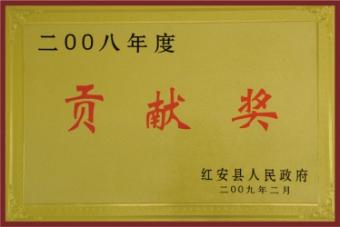 2008年度红安县贡献奖