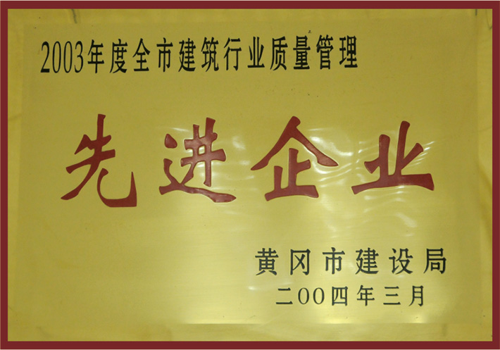 2003年度黄冈市先进企业